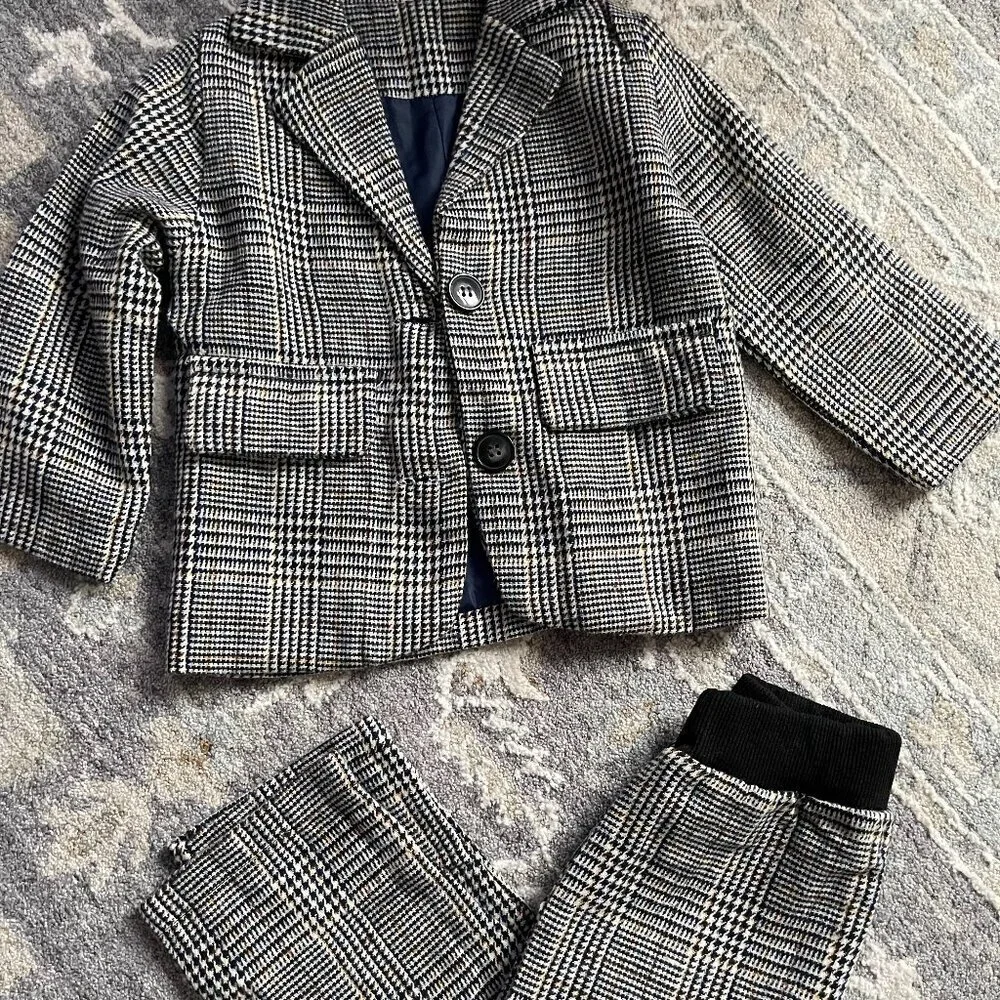 Toddler 2 piece suit and pants plaid set